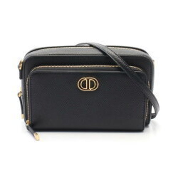 Dior Caro Double Shoulder Bag Leather Black - Picture 1 of 4